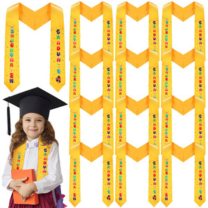 Écharpes plates en satin de 12 cm de large pour la remise des diplômes de maternelle et d'école primaire, avec motifs religieux imprimés et brodés - Product Image 4