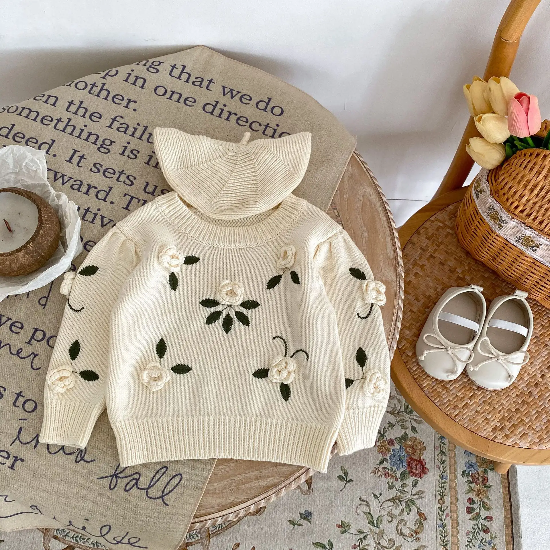 Engepapa 0-3 Jahre alt Herbst Säugling benutzer definierte Blumen Strickjacke Neugeborenen Hands trick pullover Baby Mädchen Kleidung