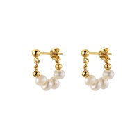 Boucles d'oreilles FUAMAY en argent sterling plaqué rhodium avec perles d'eau douce naturelles, ovales, véritables perles baroques blanches