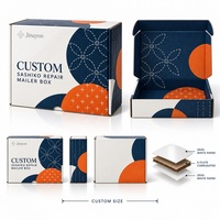 Boîte d'expédition personnalisée recyclable brillante en carton ondulé E avec impression Sashiko, feuille d'argent et fermeture magnétique pour cadeaux et artisanat