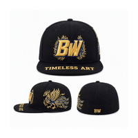 Gorra de Algodón Negra Lisa con Logotipo de Llama Bordado Personalizado, 6 Paneles, Visera Plana, Transpirable, Deportiva