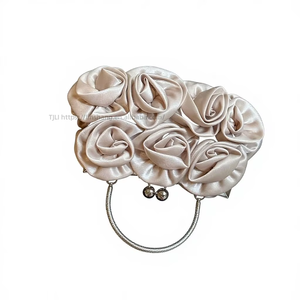 High-end Satin Double-sided Rose Bridal Dinner <b>Square</b> Magnetic Closure Bag Rich Girl Ladylike Cheongsam Dress Tanjing - Product Image 1