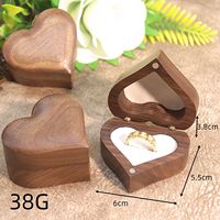 Boîte à bagues de mariage en bois massif Noyer, avec ouverture en relief, pour rangement de deux bagues, emballage cadeau