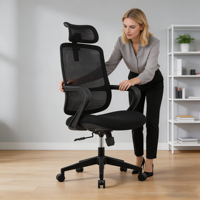 Vente en gros de chaise de bureau d'ordinateur à dossier haut en maille bon marché chaise de bureau rotative pour le personnel chaise pivotante ergonomique en maille
