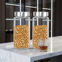 Ensemble de 2 bocaux de conservation en verre CELLO Qube (1000 ml chacun) - Étanches, anti-fuites, empilables, sans BPA |   Utilisation en cuisine pour les biscuits, les collations et plus encore