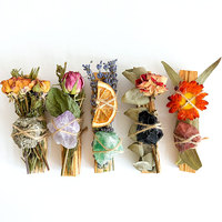 Paquete de Varillas de Incienso de Palo Santo Silvestre, Hierbas Secas, Cristal, Palo Santo para Purificar, Cinco Elementos para Meditación y Rituales