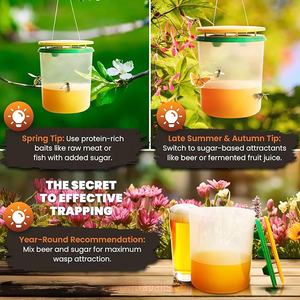 Trappola per vespe da giardino in plastica solida, cattura insetti, controllo insetti, trappola per nido di vespe, trappola grande per vespe - Product Image 6