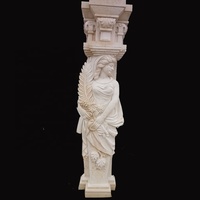 Statue en pierre blanche sculptée à la main, design de pilier de maison ornemental