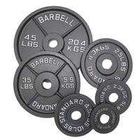 Disques de poids noirs en fonte pour haltères de musculation, 5kg, 10kg, 20kg, 25kg, 45lb, pour entraînement de force en salle de sport