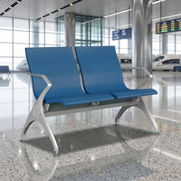 Chaises d'attente modernes à deux places en cuir PU avec structure en fer pour aéroports et hôpitaux – Conception durable et confortable