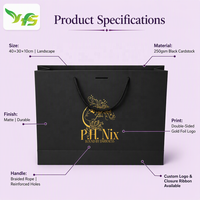 Sacs en papier d'emballage de luxe noirs personnalisés avec impression dorée, sacs cadeaux en papier avec votre propre logo