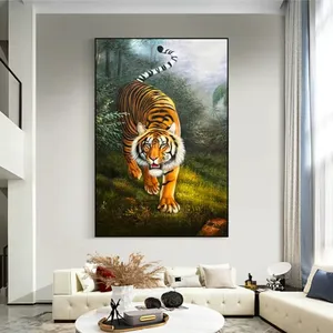 Hot Sale Custom Painting Home Decor Paintworks for Sofa Animal Tiger on Canvas 100% Hand Painted Large Wall Art Oil Paintings
