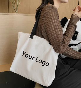 Bolsa de Compras de Lona de Algodón Natural Resistente con Asas de Cuerda y Diseño de Puntos, Personalizable para Boutique - Product Image 3