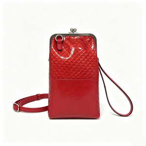 <b>Red</b> Patent <b>Leather</b> Frame Crossbody Bag Detachable Strap Wristlet Mini Shoulder <b>Purse</b> - Product Image 1