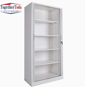 Armoire de rangement métallique à 2 portes avec volet roulant, meuble de bureau en acier, armoire à roulettes, porte enroulable, armoire de classement métallique - Product Image 4