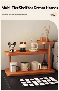 Estantes de Exhibición Modernos de Madera de Nogal Negro de Tres Niveles para Almacenamiento de Bebidas en la Cocina y Portavasos - Product Image 5
