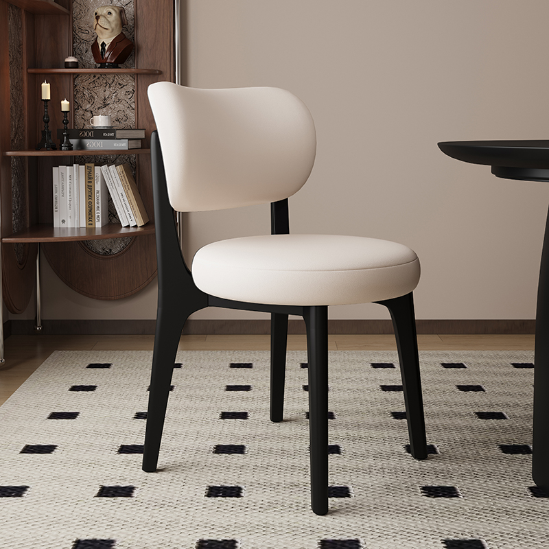 Black wood frame + microfiber white leather