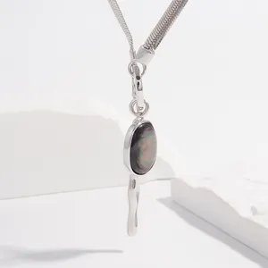 Wholesale Custom Jewelry 925 Sterling Silver With Natural Mother of Pearl Shell Pendant Handmade Fine Jewelry Gemstone Pendants