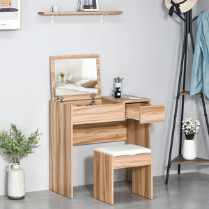 Modern European Dressing <strong>Table</strong> Foldable Flip-Up Makeup <strong>Vanity</strong> <strong>Mirror</strong> Storage Stool Bathroom Dining Hospital Use - Product Image 2