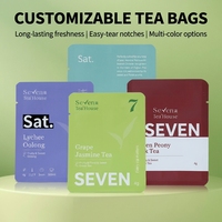 Pochette plate personnalisée imprimée, scellée sur 3 côtés, avec fermeture éclair, pour sachets de thé réutilisables, petits sachets de thé, échantillons de café, sachets de thé