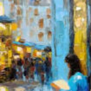 Cuadro al Óleo de Lluvia: Niña Leyendo en la Calle, Paisaje Urbano Impresionista Original, Arte Romántico Francés para Decoración del Hogar y Galería - Product Image 5