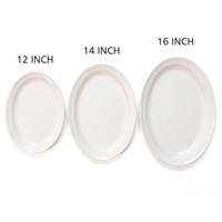 Assiettes ovales en céramique personnalisées DianTong de 16 pouces pour la restauration, vaisselle en porcelaine pour restaurants