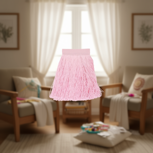 Frangia decorativa in garza di cotone rosa chiaro 15x150cm con nappe, effetto stropicciato - Product Image 3