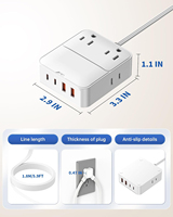 Rallonge électrique VPSUN avec prise plate simple, multiprise 4 prises CA, 4 ports USB, câble de 1,8 m, 240V/110V