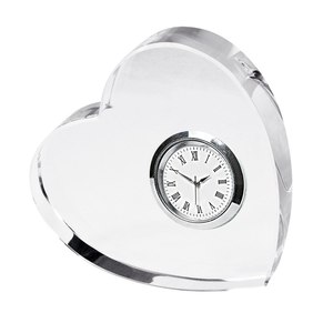 Orologio da tavolo e da scrivania in vetro a forma di cuore dimensioni 100x90x20 - Product Image 1