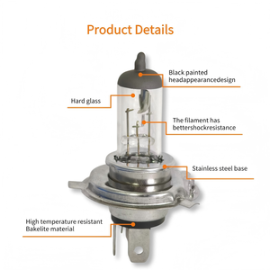 נורת הלוגן H4 12V60/55W P43T לרכב, זכוכית קשיחה, נימה קוורץ - Product Image 2