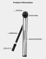 Pompe à vélo haute pression 300psi en aluminium avec tuyau d'air et manomètre pour gonfler les pneus de vélo