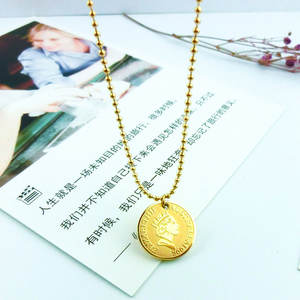 Collar con Colgante de Moneda de Reina y Cadena de Bolas, Chapado en Oro PVD de 14k 18k, Base de Acero Inoxidable 316L, Joyería que no se Deslustra para Mujer - Product Image 4