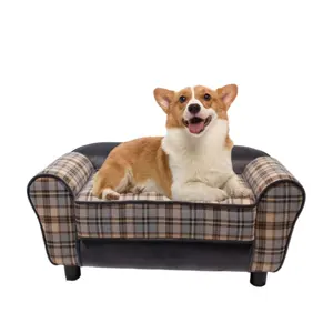 elevated pet bed features a durable wooden frame pet friendly The Enchanted Home solid wood dog couch Pet Bed