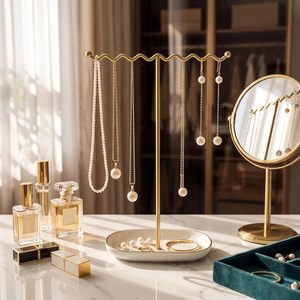 Soporte para Joyas Saydear con Bandeja de Cerámica, Organizador de Collares de Metal para Anillos, Pulseras y Pendientes, Moderno para Mujeres y Niñas - Product Image 5