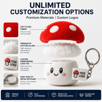 Fabricant en gros de porte-clés en peluche personnalisés OEM ODM en forme de champignon rouge et blanc, pendentifs de sac en peluche moelleux, cadeaux mascotte