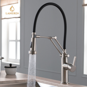 ก๊อกน้ำห้องครัวแบบติดตั้งบนเคาน์เตอร์ ดีไซน์แขนหุ่นยนต์ UPC ผลิตจากโลหะผสมสังกะสี ชุบนิกเกิลขัดเงา วาล์วเซรามิก แบบก้านโยกเดี่ยว สำหรับห้องครัวโรงแรมทันสมัย - Product Image 1