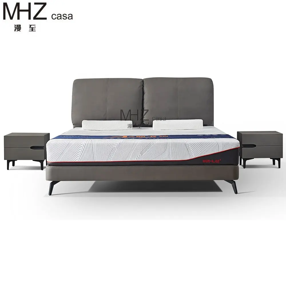 MHZ casa Ventas directas de fábrica Compra integral Personalizable Lujo Moderno Diseño del Reino Unido Muebles para el hogar Cama de cuero