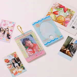 Diseño personalizado acrílico llaveros ID tarjeta caso de dibujos animados anime impreso Kpop acrílico personalizado foto titular de la tarjeta
