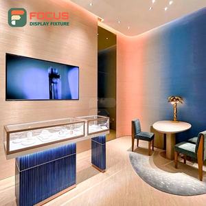 Vitrine de présentation de bijoux en verre avec éclairage LED de haute qualité, en bois, de luxe, moderne, de qualité supérieure - Product Image 5