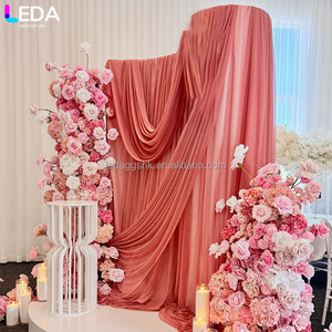 LEDA Modern Customized Size Pink Drapery <b>Curtain</b> Ice <b>Silk</b> Spandex Drapery Wedding Party Event Backdrop - Product Image 3