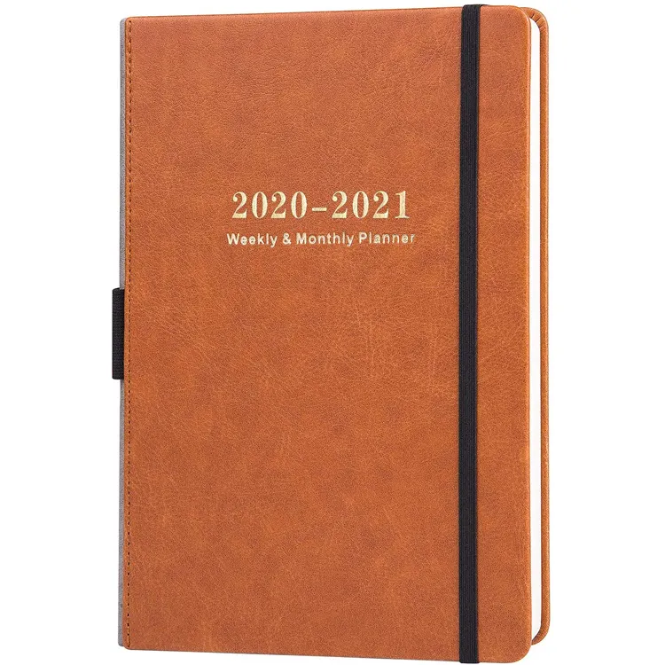 La escuela de cuero diario de la agenda 2021 de la agenda cuaderno planificador organizador de impresión personalizada diario semanal calendario planificador