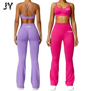 Joyyoung 1fashion Customize Logo Fresh Breathable Bra Scrunch Breathable Quick Dry Sexy Yoga Leggings And Bra Set For Women Gir