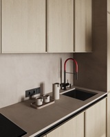 Nouvelle conception d'unité de cuisine, armoire prête à l'emploi, appartement, hôtel, cuisine compacte tout-en-un, mini-cuisine avec réfrigérateur, cuisinière et évier