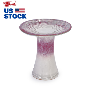 Gratis verzending US voorraad 3-daagse snelle verzending Moderne keramische vogelbad voor patio & huis tuin Roze Ombre Lichtgewicht Buitengebruik - Product Image 1