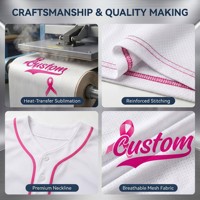 Maillot de baseball OEM personnalisé pour les survivantes, Maillot de baseball rose personnalisé, Tenue d'équipe sur mesure, Direct usine, Combattez comme une fille
