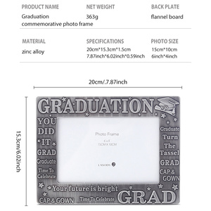 Marco de Fotos de Graduación de Lujo 4x6, Marco de Fotos de Metal de Aleación de Zinc con la Frase "Lo Lograste, Graduado/a", Regalo Conmemorativo de Graduación Universitaria - Product Image 2
