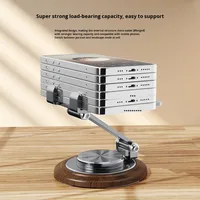 Support de téléphone portable et de tablette universel rotatif en métal flexible à base de grain de bois de noyer créatif pour la diffusion en direct