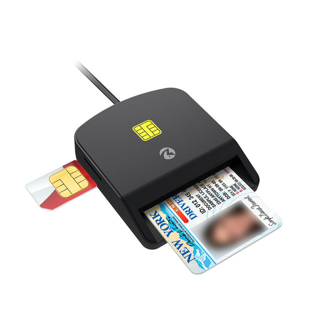 ZOWEETEK 2 in 1 USB SIM Card Reader ISO 7816 Chip Card Reader Writer NO Driver Smart Card Reader for Computers and Laptops
