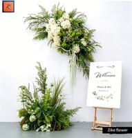 Ensemble de fleurs artificielles en soie vert rustique, blanc et vert, pour toile de fond de mariage, chemin de table, arche de cérémonie, fête en extérieur
