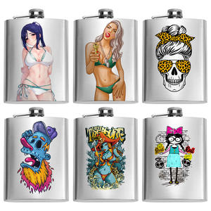 T4 Venta al por mayor Logotipo personalizado 8oz Impresión Petaca Hombre Alcohol Whisky <span class=keywords><strong>Vino</strong></span> Olla Botella Petacas Acero inoxidable - Product Image 1